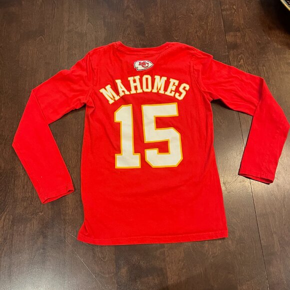 KC KANSAS CITY CHIEFS Tee Shirt Child's Long Sleeves #15 Patrick Mahomes Sz Med - Picture 3 of 5